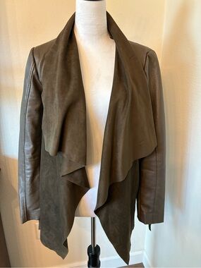 Brown Draped Leather & Suede Jacket - Women